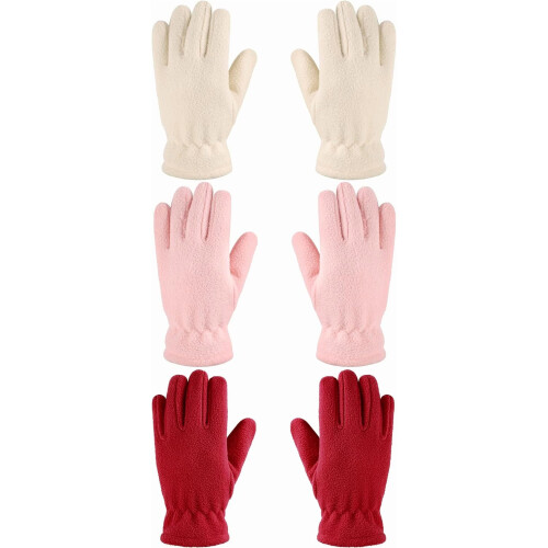 3 ζευγάρια παιδικά γάντια fleece για νεανικά χειμωνιάτικα ζεστά γάντια για ολόκληρα