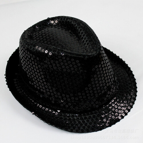 Harmtty Jazz Hat Glowing Sequins LED Portable Shining Hat for Performance, Golden 2