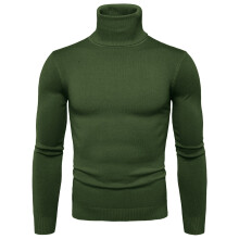 Herren Herbst und Winter Einfarbiger, weicher Rollkragenpullover, flexibel, figurbetont, schmal geschnitten, kariert