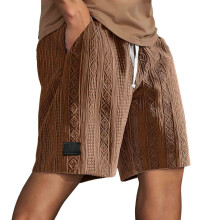 Pantaloncini casual da uomo, tinta unita, vestibilità ampia, elastico in vita, coulisse, tessuto jacquard con tasche, pantaloncini versatili da