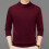 Herrenmode Stehkragenpullover Herbst Winter Freizeit Einfarbig Thermopullover Warm Strickpullover Top Herrenpullover (Weinrot, M) 2