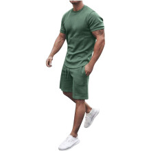 Men's Short Sets 2 Piece Outfits Summer Casual Round Neck T Shirts Print Short Sleeve Blouse and Shorts Tracksuit Sets with Pockets