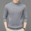 Herrmode Höghalsad tröja Höst Vinter Casual Enfärgad Termisk Varm Stickad Pullover Herrtröjor (Grå, M) 2