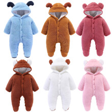 Ropa de bebé de moda para recién nacidos, niñas y niños, monos cálidos con orejas de oso y capucha, tallas de 0 a 12 meses.