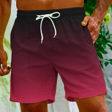 Herreshorts med elastisk talje, afslappet pasform, bomuldssnor, sommerkjole, shorts med gradueret print og lommer