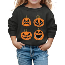 Moletom com capuz estampado com abóbora de Halloween para bebês e crianças pequenas, preto, tamanhos 18 a 24 meses, manga longa, ideal para uso