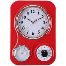 Relógio de parede retrô para cozinha com termômetro e temporizador de 60 minutos.