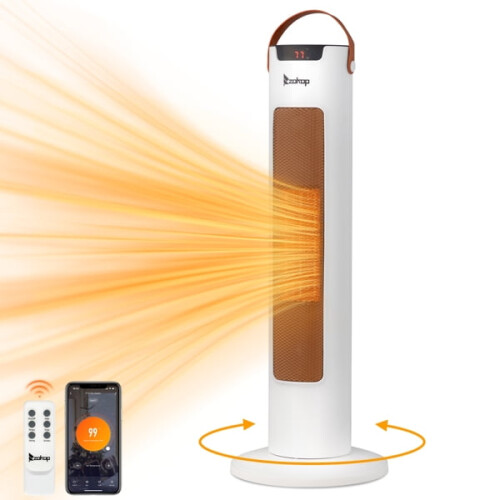 Πύργος θερμαντήρα 24" 1500W με φλόγα 3D, Wi-Fi, τηλεχειριστήριο, θερμοστάτη, ταλάντωση 60,