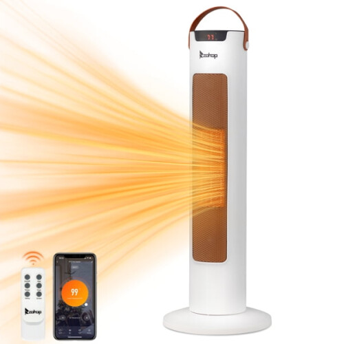 Πύργος θερμαντήρα 24" 1500W με φλόγα 3D, Wi-Fi, τηλεχειριστήριο, θερμοστάτη, ταλάντωση 60, 1