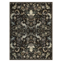 Tapis à poils courts lavable de style rétro floral, 152 x 213 cm