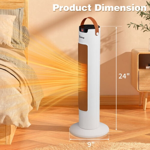 Πύργος θερμαντήρα 24" 1500W με φλόγα 3D, Wi-Fi, τηλεχειριστήριο, θερμοστάτη, ταλάντωση 60, 2