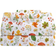 Orangefarbenes, geblümtes Einzelbett-Bettwäscheset, 3-teilig, Mikrofaser mit 38 cm tiefen Taschen und rutschfesten Bändern, Ahorn- und Pilzmuster