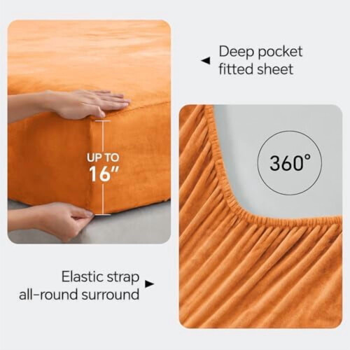 Flannel sengetøjssæt queen size brændt orange 2