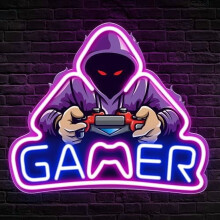 Letreiro de néon para gamers – Luminária de néon LED com impressão UV para decoração de quarto e parede, ideal para quartos gamers, o melhor