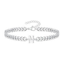 Unisex armbånd bokstav sjarm hul tykk kjede justerbar med utvidet kjede navn initial armbånd par gave til Valentinsdagen