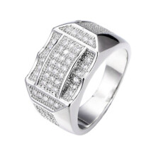 Anello da uomo Opolski, alla moda, con strass incastonati, motivo geometrico, ideale per matrimoni e feste, regalo di gioielleria.