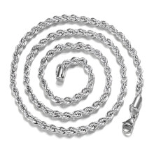 Collana a catena in acciaio inossidabile per uomo e donna, catena a corda intrecciata 3-5 mm, collana a corda da 16-30 pollici