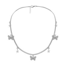 Delicata collana con fiocco a farfalla per donna, girocollo placcato oro e argento con pendente per clavicola, gioiello semplice e adatto all'uso
