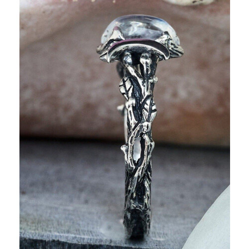 Δαχτυλίδι Vintage Crescent Moonstone: Δαχτυλίδι μόδας από επιμεταλλωμένο κράμα για γυναίκες, 2