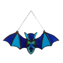 Halloween flaggermusvindu/vegganhengsdekor – 12,5 x 6,3 cm, hengende ornament til innendørs/utendørs bruk, kompatibel med Halloween-festutstyr