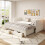 Beige Linen Extendable Sofa Bed with Storage 1