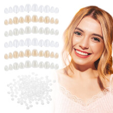 Temporary Tooth Replacement Kit with Moldable Thermal Beads, Natural Shade Fake Teeth , 6PCS White and Khaki