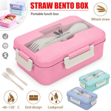 Auslaufsichere, umweltfreundliche Bento-Lunchbox (1200 ml) mit Löffel und Gabel für Erwachsene, Frauen, Männer und Kinder