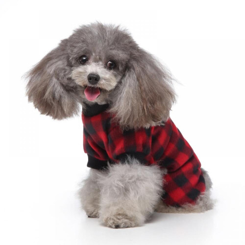 Αντιανεμικό πουλόβερ για σκύλους Shengshi British Plaid – Χειμερινό παλτό και πιτζάμες 2
