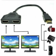 Rozbočovací kábel liraijei samec-2HDMI samica 1-2-cestný pre HDTV, LCD monitory a projektory, čierny