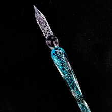 Caneta de vidro cristal vintage artesanal para escrita e decoração.