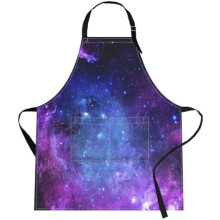 Weltraum-Schürze in Lila mit Universum-Planetenmotiv für Küche, Haushalt, Kochen, Backen und Gartenarbeit, für Damen und Herren, mit Taschen, 81
