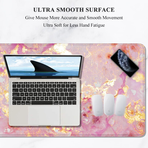 XXL Mouse Pad 31,5"x11,8", Αντιολισθητική βάση από καουτσούκ, ραμμένες άκρες, αδιάβροχη, ροζ 2
