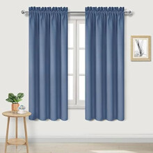 Cortinas Blackout – Isolamento Térmico, Economia de Energia e Redução de Ruído, Azul Acinzentado, 96,5 x 160 cm, Conjunto com 2 Unidades, Bolso