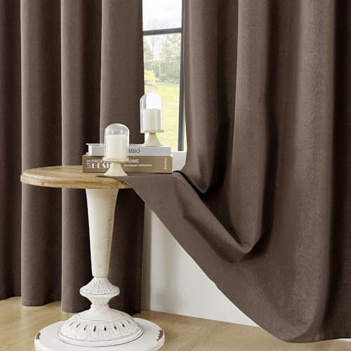 Cortinas opacas marrons, 100% blackout, 52x54 polegadas (132x137 cm), 2 painéis, ilhós na parte superior, isolamento térmico e acústico, 1