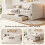 Beige Linen Extendable Sofa Bed with Storage 4