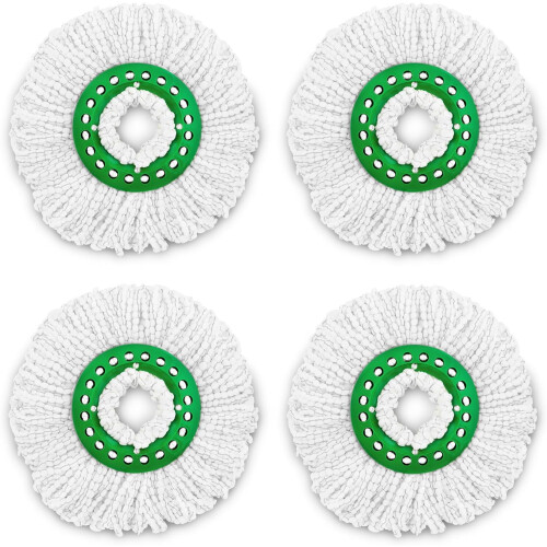 4-pak spin-moppehoveder kompatible med Libman Tornado, vaskbare mikrofiberrefills