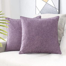 Linnen sierkussenhoezen (50x50 cm), set van 2, effen decoratieve kussenhoezen voor bank, stoel, bed – Lavendelmist, compatibel met standaard