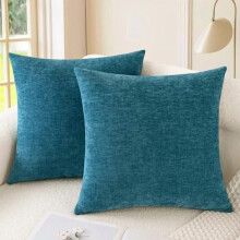 Decoratieve sierkussenhoezen 16x16 inch (2 stuks) Comfortabele chenille kussenhoezen voor bank, fauteuil, bed, woonkamer en thuis Oceaanblauw