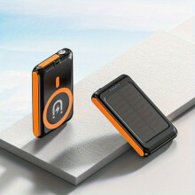 Baterie solară externă de 30000 mAh cu încărcare magnetică wireless, lanternă LED, portabilă pentru călătorii și camping - compatibilă cu