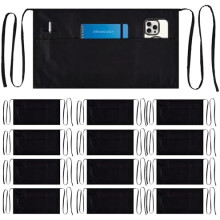 Black server aprons with 3 pockets 12-pack