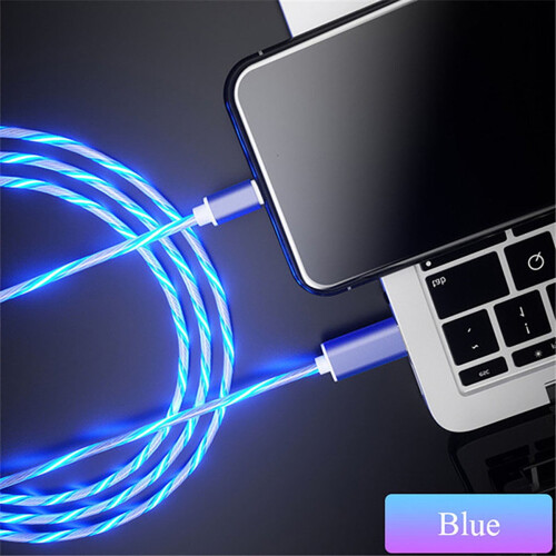 Cabo de carregamento com LED iluminado – Micro USB e Tipo-C, 2 m, compatível com Samsung, Xiaomi e iPhone (iOS) 1