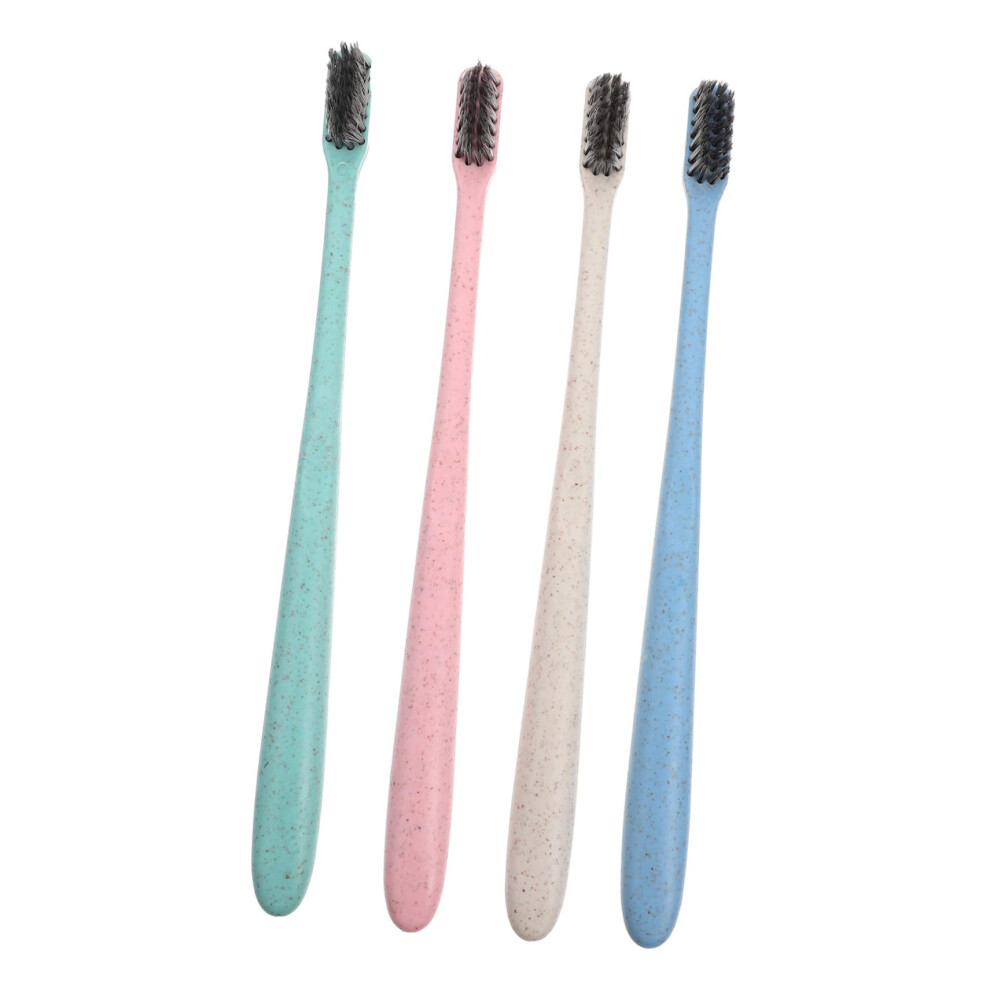 Mikinona 12PCS Charcoal Soft Bristle Toothbrush for Adults with Long Handle Gentle Gum Care Mixed Colors