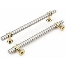 Lot de 2 poignées et boutons de meuble, nickel brossé/doré, entraxe de 15,9 cm, quincaillerie de cuisine en alliage de zinc, compatible avec les
