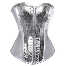 Shapewear-Tanktop für Damen mit Bauchkontrolle und Reißverschluss zur Taillenformung – Bequem für Hochzeit/Geburtstag – Silber, XXXXL,
