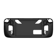 Étui de protection en silicone antichoc avec support intégré, souple et antidérapant pour console de jeu portable Steam Deck (noir)