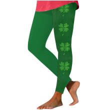 Yogabroek met klaverprint voor dames, perfect voor St. Patrick's Day - Zachte legging met buikcorrigerend effect, comfortabele casual workoutlegging