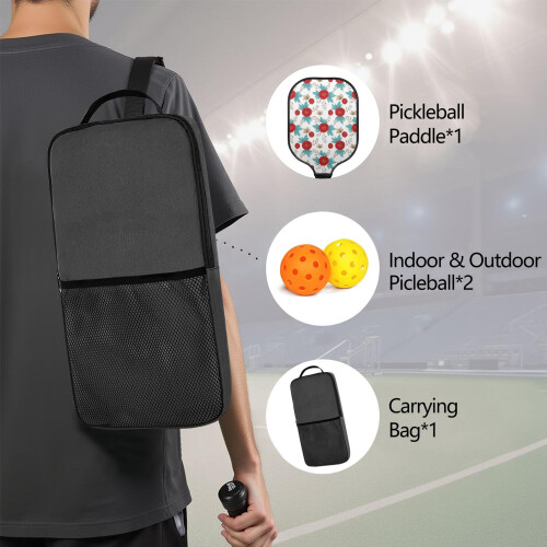 Σετ κουπιών Pickleball από fiberglass με λουλούδια, 2 μπάλες και τσάντα – Συμβατό με 1