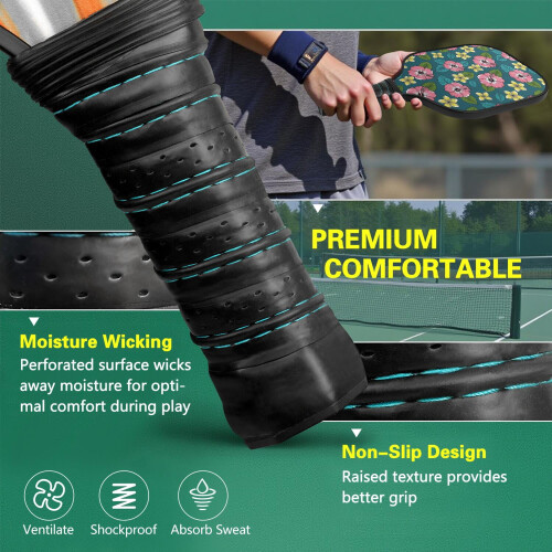 Σετ κουπιών Pickleball με κουπιά από fiberglass σε σχέδια λουλουδιών, 2 μπάλες και τσάντα – 2
