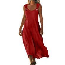 Langes, ärmelloses, fließendes Sommerkleid mit Rundhalsausschnitt und Trägern – leicht und bequem, perfekt für den Alltag.