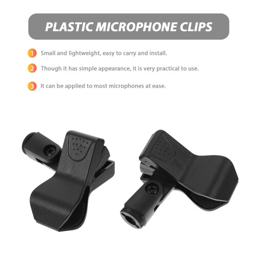 OUNONA4 pezzi Clip per microfono wireless resistenti e pratiche Supporto per microfono in plastica nero 1